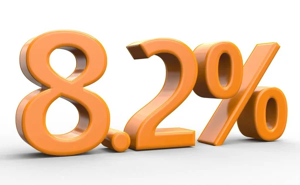8,2 pour cent de réduction. chiffres 3d orange sur fond blanc isolé — Photo