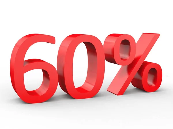 60 percent discount. Red 3d numbers on isolated white background — Stock Photo, Image