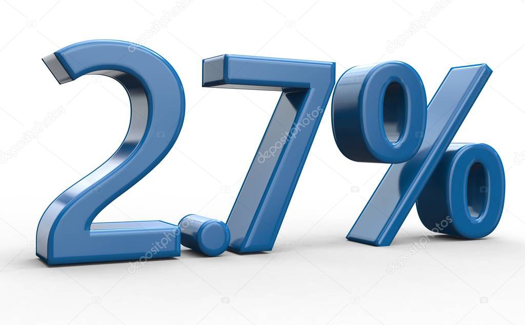 2,7 percent discount. blue 3d numbers on isolated white background