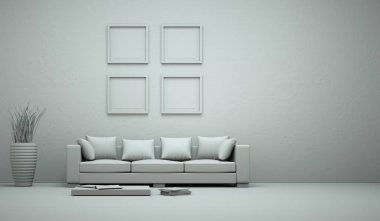 İç tasarım modeli oda kanepe