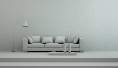 İç tasarım modeli oda kanepe