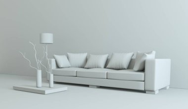 İç tasarım modeli oda kanepe