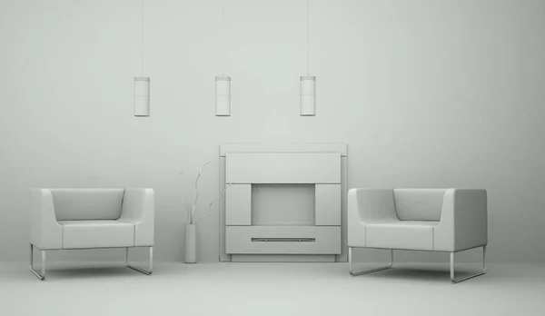 Design interiéru modelu místnost s lehátky — Stock fotografie
