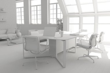 Konferans odası iç tasarım modeli. 3D render