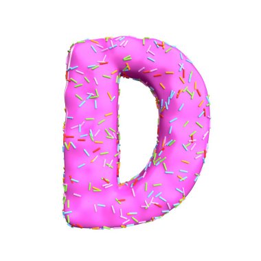 Pembe şeker serpin D izole mektup beyaz arka plan üzerinde