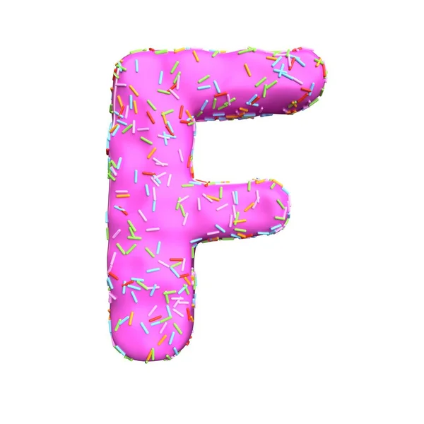 흰색 바탕에 F 고립 된 분홍색 설탕 뿌려 편지 — 스톡 사진