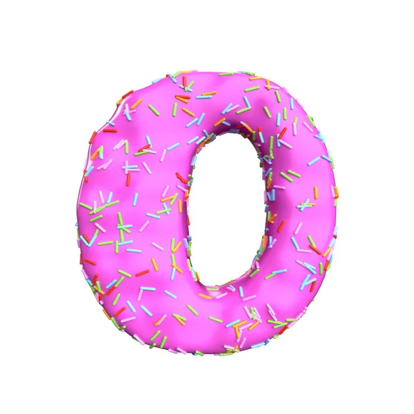 Ροζ ζάχαρη πασπαλίζουμε γράμμα O απομονωθεί σε λευκό φόντο — Φωτογραφία Αρχείου