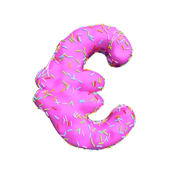 Açúcar rosa polvilhar euro-símbolo isolado sobre fundo branco — Fotografia de Stock