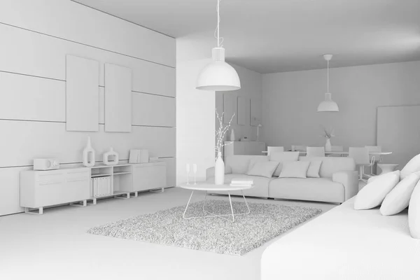Model moderní design interiéru obývacího pokoje — Stock fotografie
