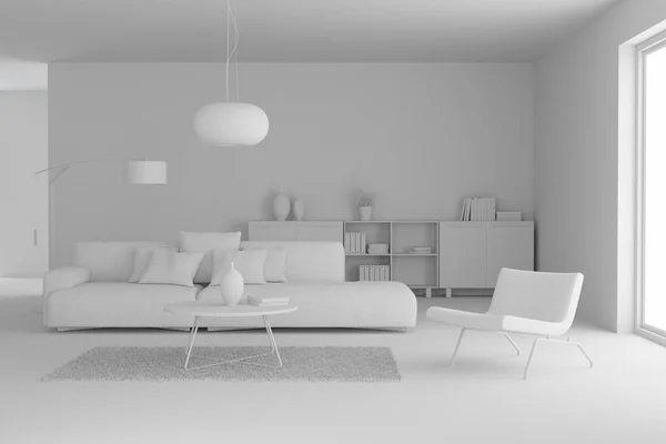 Model moderní design interiéru obývacího pokoje — Stock fotografie