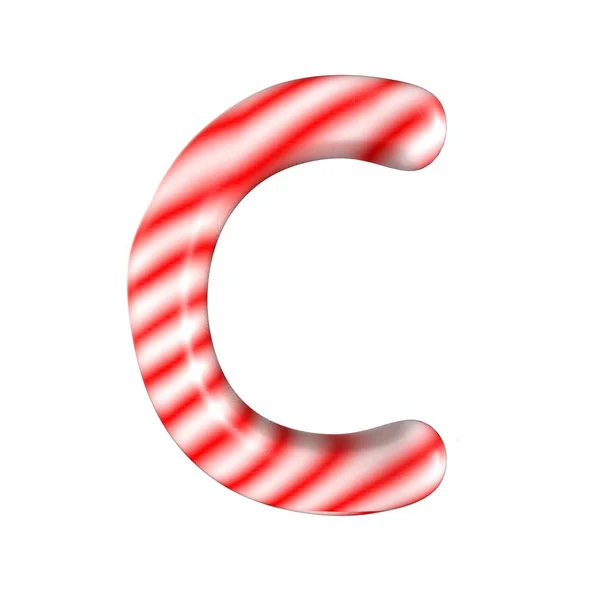 Red White candy letter C Isolated on white background — Stock Photo, Image