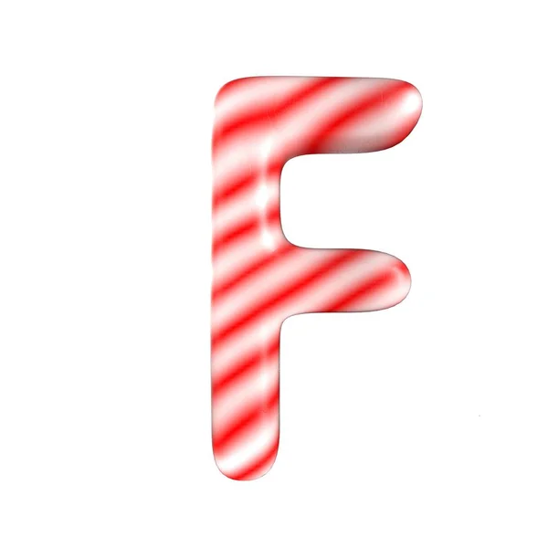 Červená bílá candy písmeno F izolované na bílém pozadí — Stock fotografie