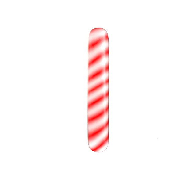 Red White candy letter I Aislado sobre fondo blanco —  Fotos de Stock