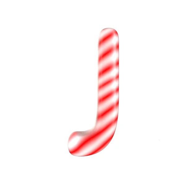 Красно-белые конфеты буква J изолированы на белом фоне — стоковое фото