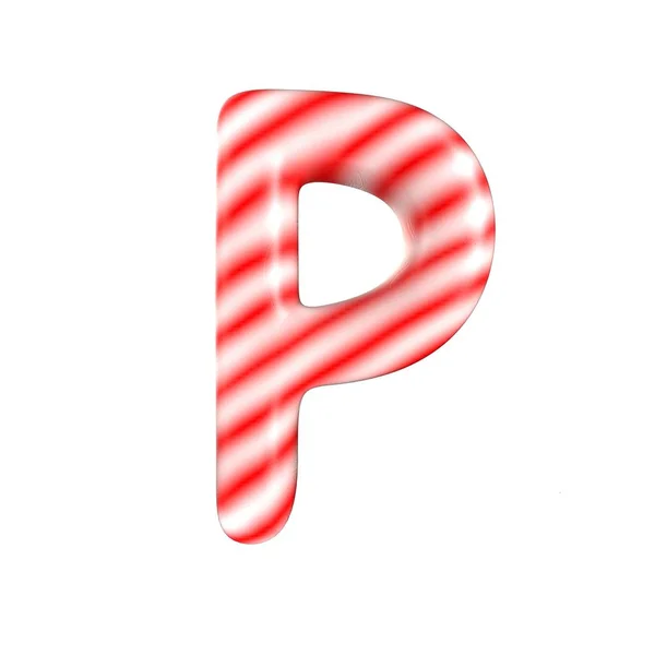 Red White цукерки буква P ізольовані на білому тлі — стокове фото