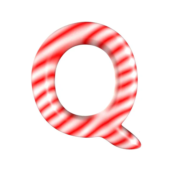 Κόκκινο λευκό καραμέλα γράμμα Q απομονωθεί σε λευκό φόντο — Φωτογραφία Αρχείου