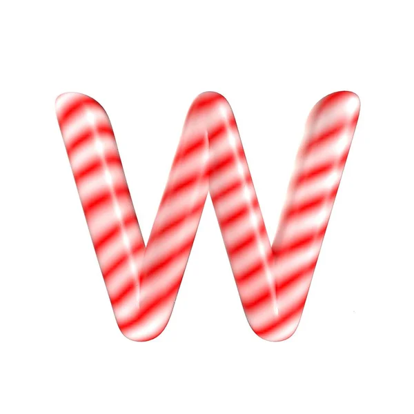 Rote weiße Süßigkeiten Buchstabe w isoliert auf weißem Hintergrund — Stockfoto