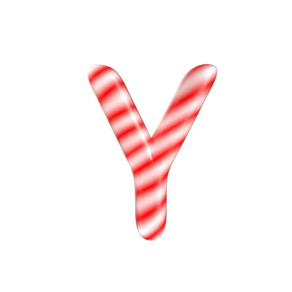 Červená bílá candy písmeno Y izolované na bílém pozadí — Stock fotografie