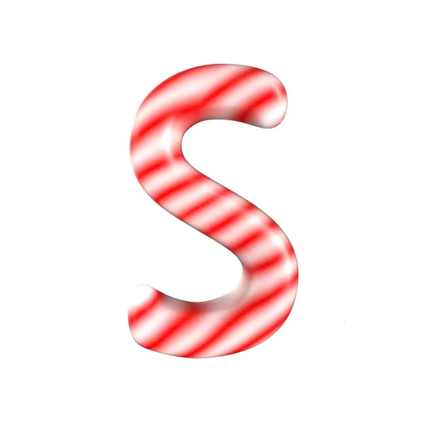 Red White candy letter S Aislado sobre fondo blanco Imagen de stock