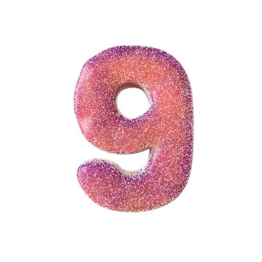 Beyaz üzerine kırmızı ekşi şeker numarası Isolated arka plan 3d render