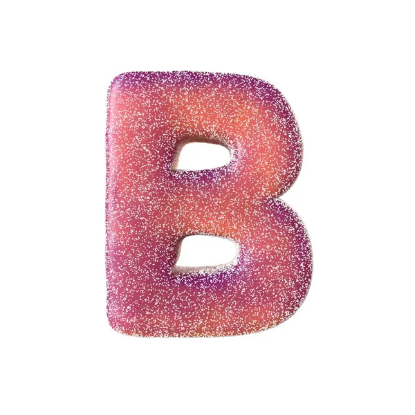 Červené kyselé candy písmeno B izolované na bílém pozadí — Stock fotografie