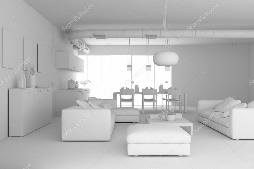 model of modern interior design living room