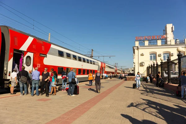 Voronezh Russia September 2018 Two Story Firm Train Moscow Pulled — Stock Photo, Image