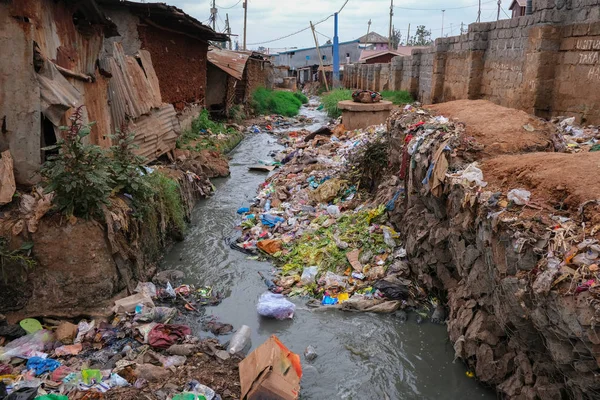 Legnagyobb Nyomornegyed Nairobiban Város Afrika — Stock Fotó