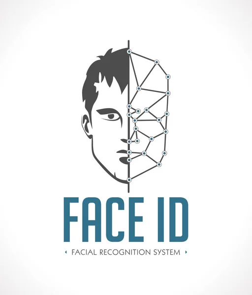 Sistem Pengenalan Wajah Wajah Sebagai Logo Biometrik - Stok Vektor