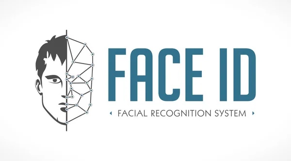 Sistema Reconocimiento Facial Cara Como Logotipo Biométrico — Archivo Imágenes Vectoriales