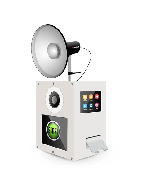 Photobox Koncept Fotoaparátu Flashlamp Selfie Maker — Stockový vektor