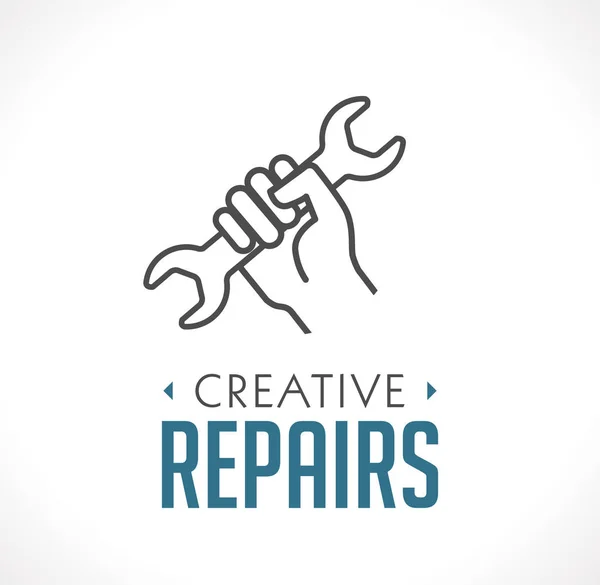 Repairs Icon Hand Wrench Concept — Stock Vector