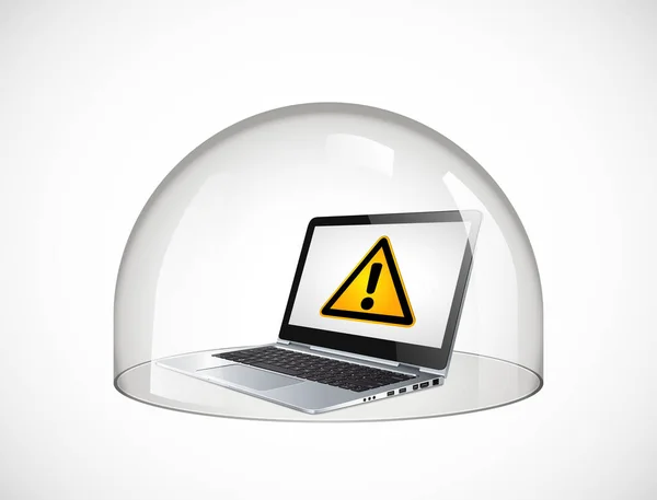 Laptop Schutzkonzept Glaskuppel Sichert Computer Gegen Viren — Stockvektor