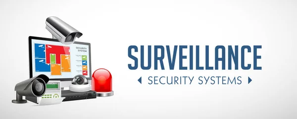 Zutrittskontrollsystem Alarmzonen Sicherheitssystemkonzept Website Banner — Stockvektor