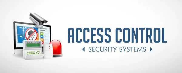 Sistema Controllo Accessi Zone Allarme Concetto Sistema Sicurezza Banner Del — Vettoriale Stock
