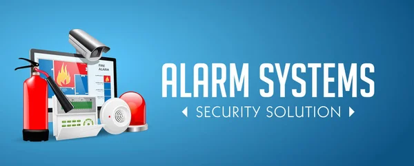 Access Control System Alarm Zones Security System Concept Website Banner — Stock Vector