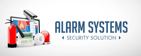 System Kontroli Dostępu Strefy Alarmowe Koncepcja Systemu Bezpieczeństwa Baner Strony — Wektor stockowy