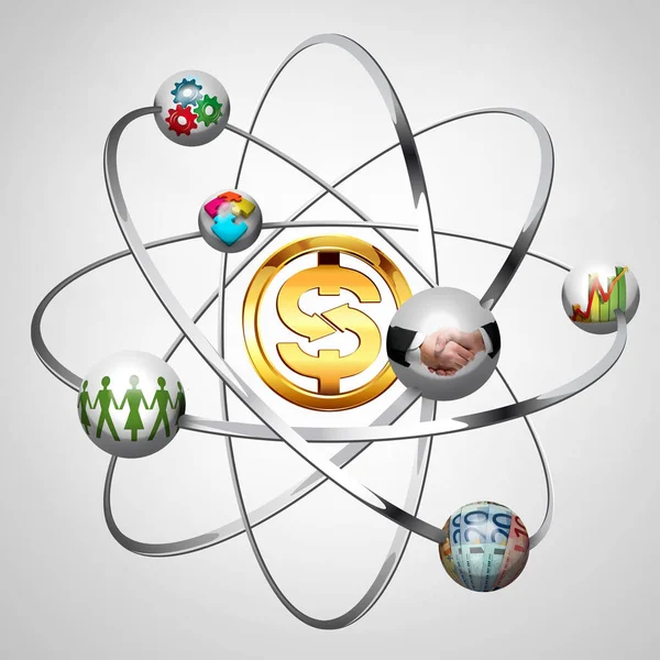 Business Idea Work Creative Concept Atom Electrons — Stock Photo, Image