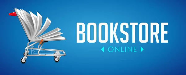 Loja Online Conceito Comércio Eletrônico Livro Como Carrinho Compras — Vetor de Stock