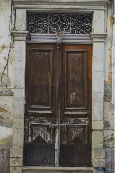 Ancienne Porte Maison Méditerranéenne Vintage Limassol Chypre — Photo