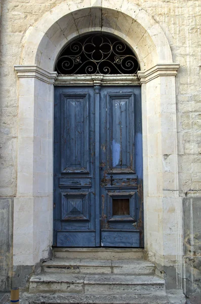 Old Fashioned Vintage Mediterranean House Door Limassol Cyprus — Stock Photo, Image