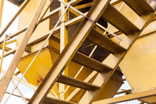 metal ladder on a building in an agricultural farm, for safety in case of fire