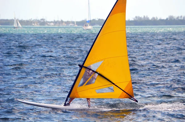 湖上に風の強い午後南東のフロリダの Sailboarder のクローズ アップ — ストック写真