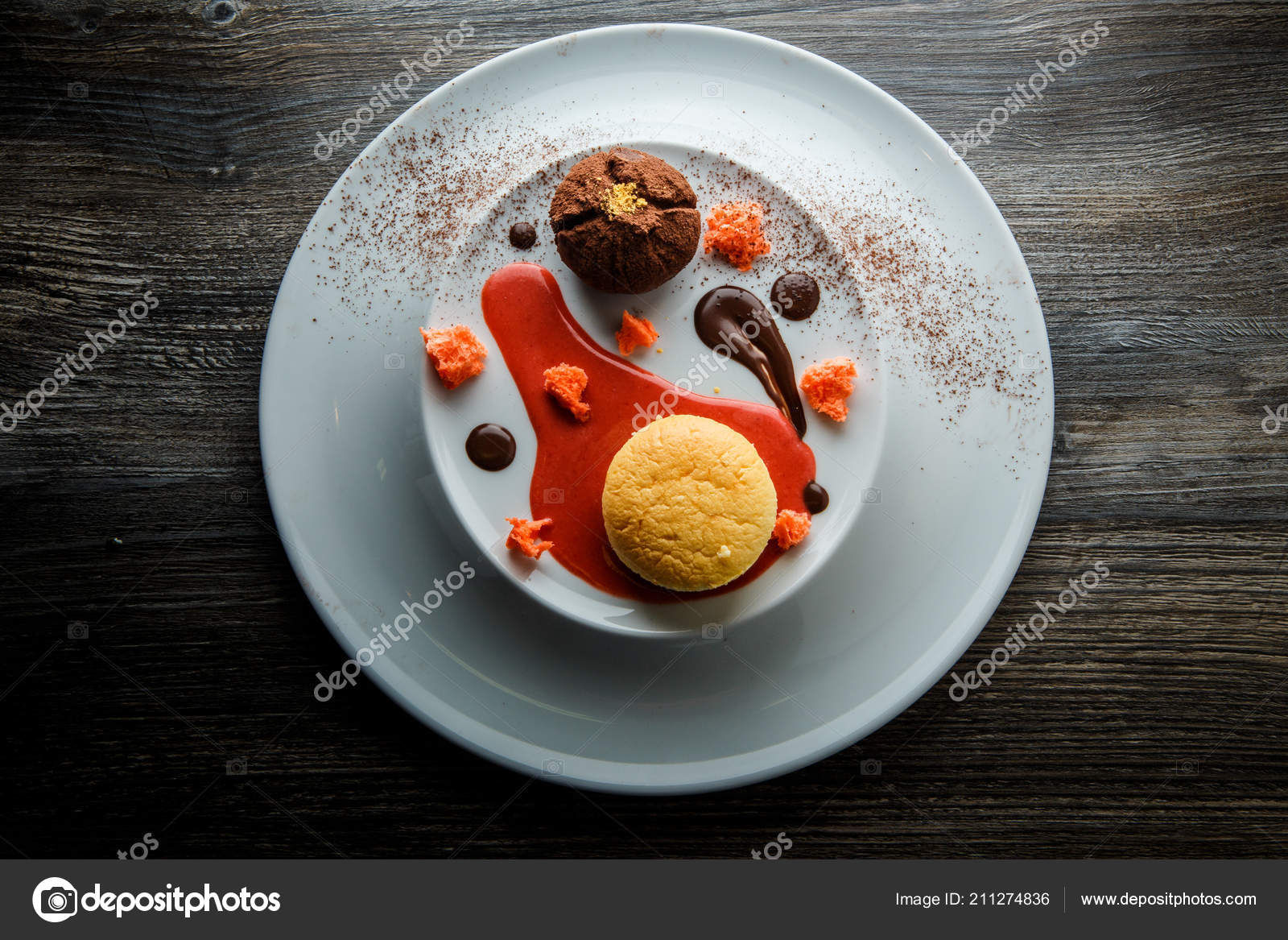 Top View Delicious Dessert Small Cake Chocolate Truffle Red