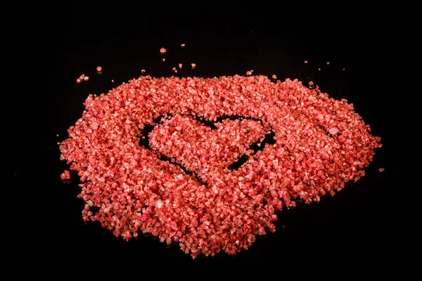 big heart painted on pink organic sea salt