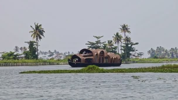 Palmiye Kıyısına Karşı Geniş Nehir Manzarası Hindistan Bitkilerinin Yelkenleri Ile — Stok video