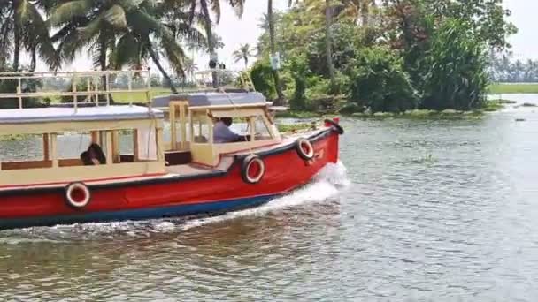 Alappuzha Kerala Índia Fevereiro 2012 Fechar Grandes Belas Velas Barco — Vídeo de Stock