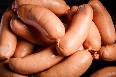 kısa kalın wieners makro görünümü kazık pullar üzerinde spiral haddelenmiş