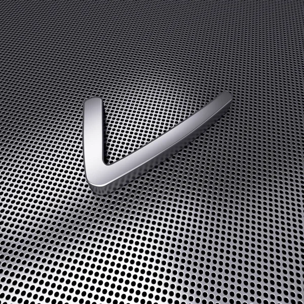 3d metal check mark icon on metal perforated. 3d image — Stock Photo, Image