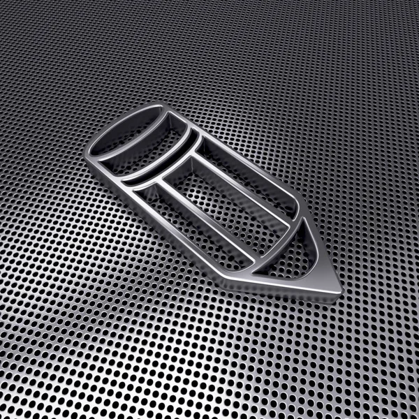 Pencil flat icon on metal perforated. 3d image. Outline logo of school — Stock Photo, Image